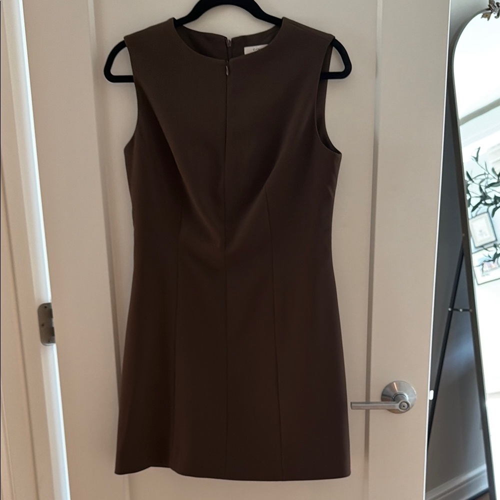 Commense Sleeveless Brown Shift Dress